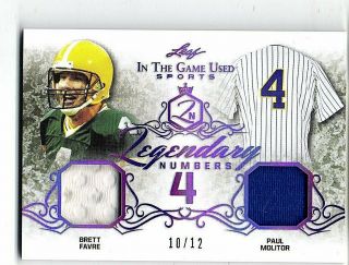 2019 Leaf In The Game Brett Favre/paul Molitor Dual Game - Jersey /12