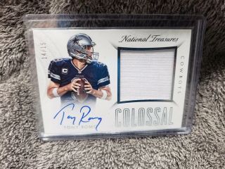 2015 Panini National Treasures Colossal Tony Romo Game Patch On Card Auto /15