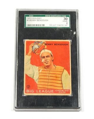 1933 Goudey Benny Bengough 1 St.  Louis Browns Sgc 30 = 2