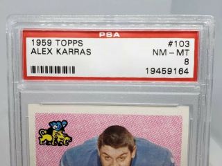 1959 Topps Football Alex Karras ROOKIE RC 103 PSA 8 NM - MT 3