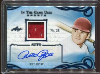 2019 Leaf Itg Game Pete Rose Auto Game Worn Jersey D 29/35