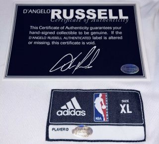 D ' Angelo Russell Brooklyn Nets hand Autographed Official NBA Jersey JSA 4