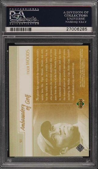 2001 SP Authentic Preview Gold Tiger Woods ROOKIE RC /250 51 PSA 9 (PWCC) 2