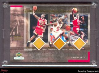 2000 Upper Deck Michael Jordan Triple Champion Game Floor Relic /2300 Bulls