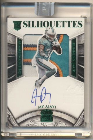 Jay Ajayi 2015 Panini Crown Royale Silhouettes Rookie Patch Auto Green 1/1