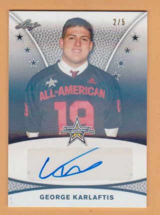 George Karlaftis 2019 Leaf All American Bowl Football Auto Card D 2/5 Purdue