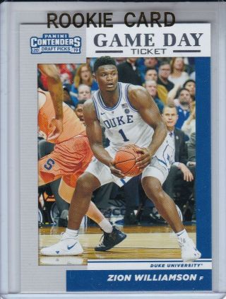 2019 - 20 Panini Contenders Zion Williamson Rookie Game Day Rc Duke Pelicans Hot