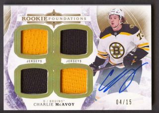 2017 - 18 The Cup Foundations Charlie Mcavoy Auto Quad Patch Relic Rookie Rc 4/15