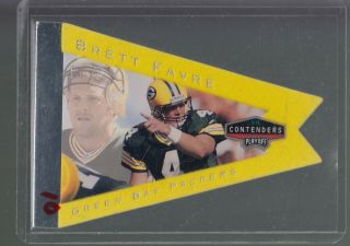 1998 Playoff Contenders Ssd Pennant Yellow 37 Brett Favre Packers Hof