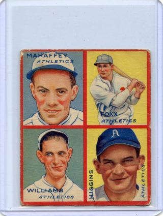1935 Goudey " 4 In 1 " 7b Jimmie Foxx,  Philadelphia Athletics,  Hof,  062418