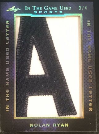 2019 Leaf In The Game Nolan Ryan Game Jersey Letter “a” /4