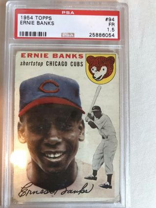 1954 Topps Ernie Banks Chicago Cubs 94 Baseball Card Psa 1.  5,  Rookie Card