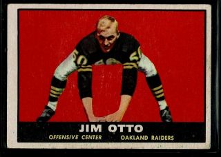 1961 Topps Football Oakland Raiders Miami Jim Otto Rookie Card Rc Hof 182 Vg - Ex