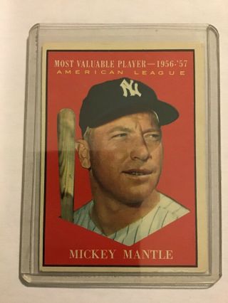 Mickey Mantle,  1961 Topps Baseball - 475 York Yankees Mvp