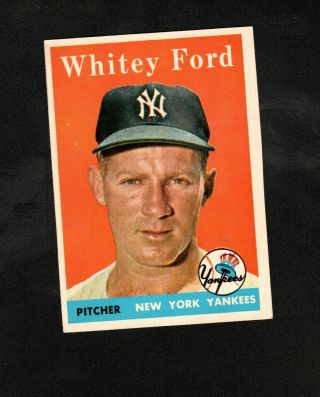 Whitey Ford 1958 Topps Card 320 York Yankees Ex - Mt To Nr Mt 3x