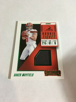 2018 Panini Contenders Rookie Ticket Swatches Variation 1 Baker Mayfield Green