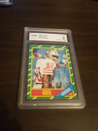 1986 Topps Jerry Rice 161 Rookie Card Rc Sf 49ers Hof Gma Graded 8 Crack Case