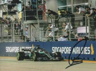 Lewis Hamilton Signed Photo.  Mercedes 2018.  Winner Gp Singapore 21x15