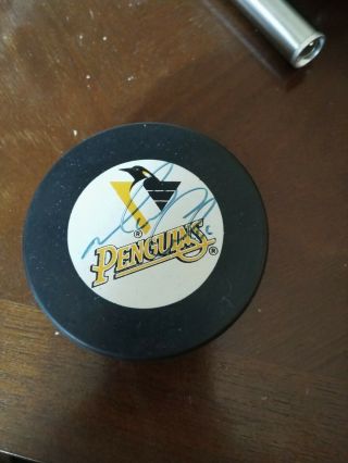 Mario Lemieux Signed Pittsburgh Penguins Hockey Puck Autographed - No