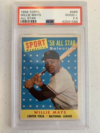 1958 Topps 486 Willie Mays All Star Psa 2.  5 Good,  Sharp Card