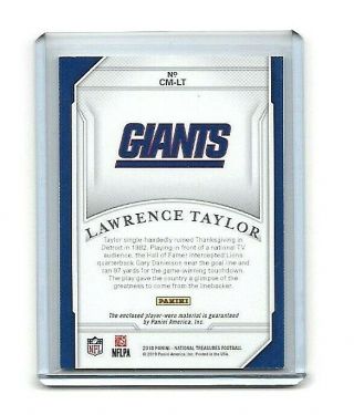 2018 National Treasures Century Materials Lawrence Taylor Jersey Relic 9/99 2