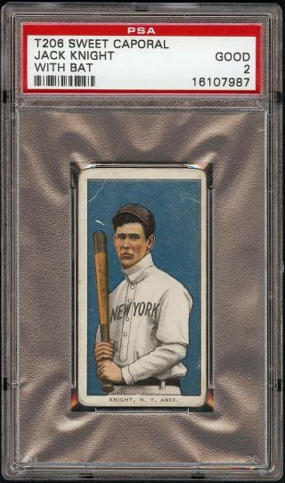 1909 - 11 T206 Jack Knight With Bat Sweet Caporal 350 York Psa 2 Good