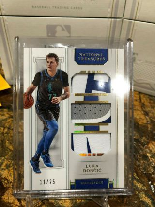 2018 2019 Panini National Treasures Luka Doncic Rookie Triple Patch 11/25 Rc