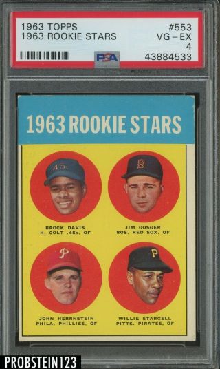 1963 Topps 553 Willie Stargell Pittsburgh Pirates Rc Rookie Hof Psa 4 Vg - Ex