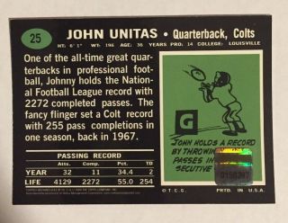 Johnny Unitas Certified Issue Autograph Reprint R13 Of 18 TOPPS Company 3