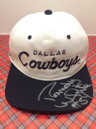 Dallas Cowboys Snapback Hat 54 Randy White Signed Hat White & Blue Team Nfl