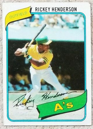 Rickey Henderson 1980 Topps Rc Rookie Baseball Card 482 Oakland Athletics Hof