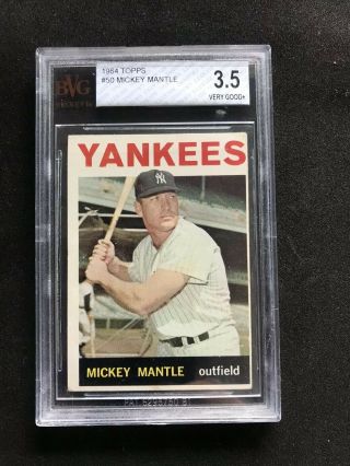1964 Topps 50 Mickey Mantle Ny Yankees Baseball Card - Bvg 3.  5 W/ 6.  5 Sub Grade