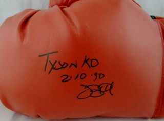 Buster Douglas Signed Everlast Red Boxing Glove W/ TYSON KO - JSA W Auth 7523 2