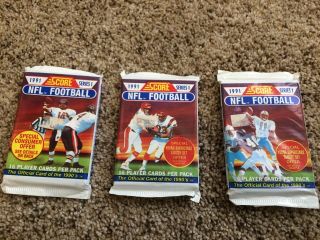 1991 Score Nfl Football Cards - Series 1 Packs (3)