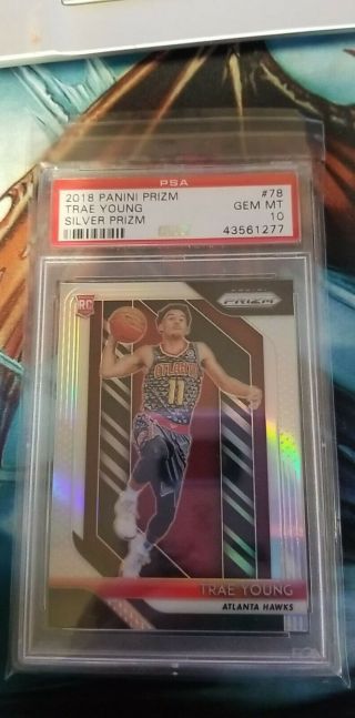 2018 - 19 Trae Young Panini Prizm Prizms Silver Variation Rookie Rc Sp Psa 10 Hawk