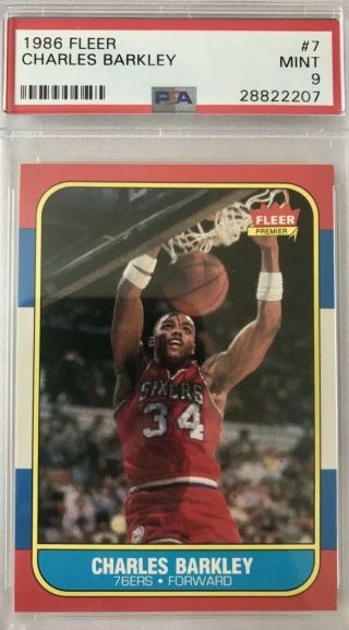 1986 Fleer Basketball Charles Barkley 7 Rc Psa 9 Hofer.