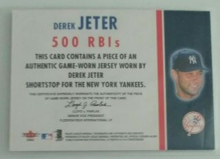2003 Fleer Tradition Milestones Derek Jeter Game Worn Jersey Card 3