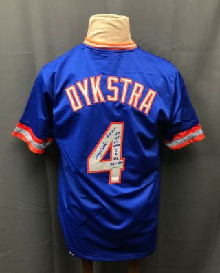 Lenny Dykstra 4 Signed Multi Inscribed Ny Mets Jersey Autographed Sz Xl Jsa