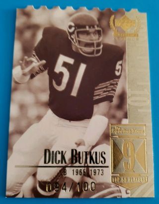 1999 Upper Deck Century Legends Die - Cut Gold Sp /100 Dick Butkus Chicago Bears