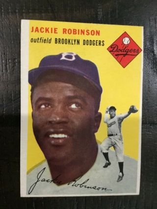 1954 Topps Baseball - 10 Jackie Robinson,  Brooklyn Dodgers Hofer,  No Creases