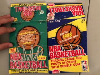 1987 And 1988 Fleer Basketball Empty Wax Pack Box Display Box