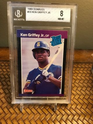 1989 Donruss 33 Ken Griffey Jr.  Rc Rookie Baseball Card Graded Bgs 8 Nm - Mt