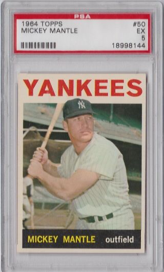 1964 Topps 50 Mickey Mantle Psa 5 Ex Yankees Centered
