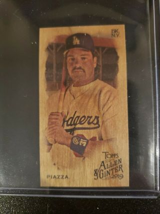2019 Topps Allen & Ginter Mike Piazza Mini Exclusive 35 Wood Parallel 1/1