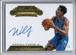 Wendell Carter Jr.  Auto Rc /25 2018 - 19 Panini Flawless Rookie Team Slogan Gold