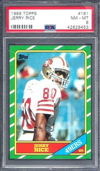 1986 Topps Football Jerry Rice 161 Psa 8 Nm - Mt (9453) Rookie