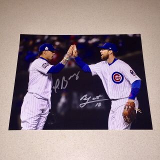 Ben Zobrist & Javy Baez Autographed Signed 8x10 Photo Chicago Cubs World Series