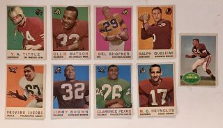 Great Group Of Eight 1959 And One 1960 Topps Football Cards