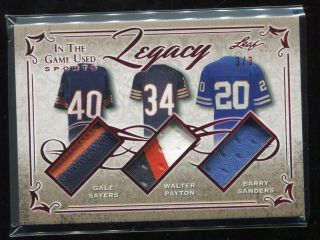 2019 Leaf Itg Game Gale Sayers Walter Payton Sanders Game Worn Patch 3/3