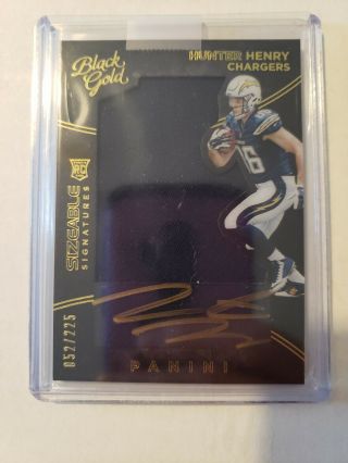 2016 Black Gold Hunter Henry Sizeable Signatures Patch Auto /225 Sd Chargers